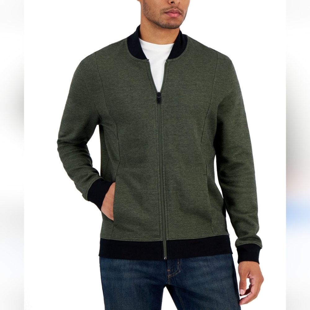 Men's Zip Front Sweater Jacket Military Soil Combo